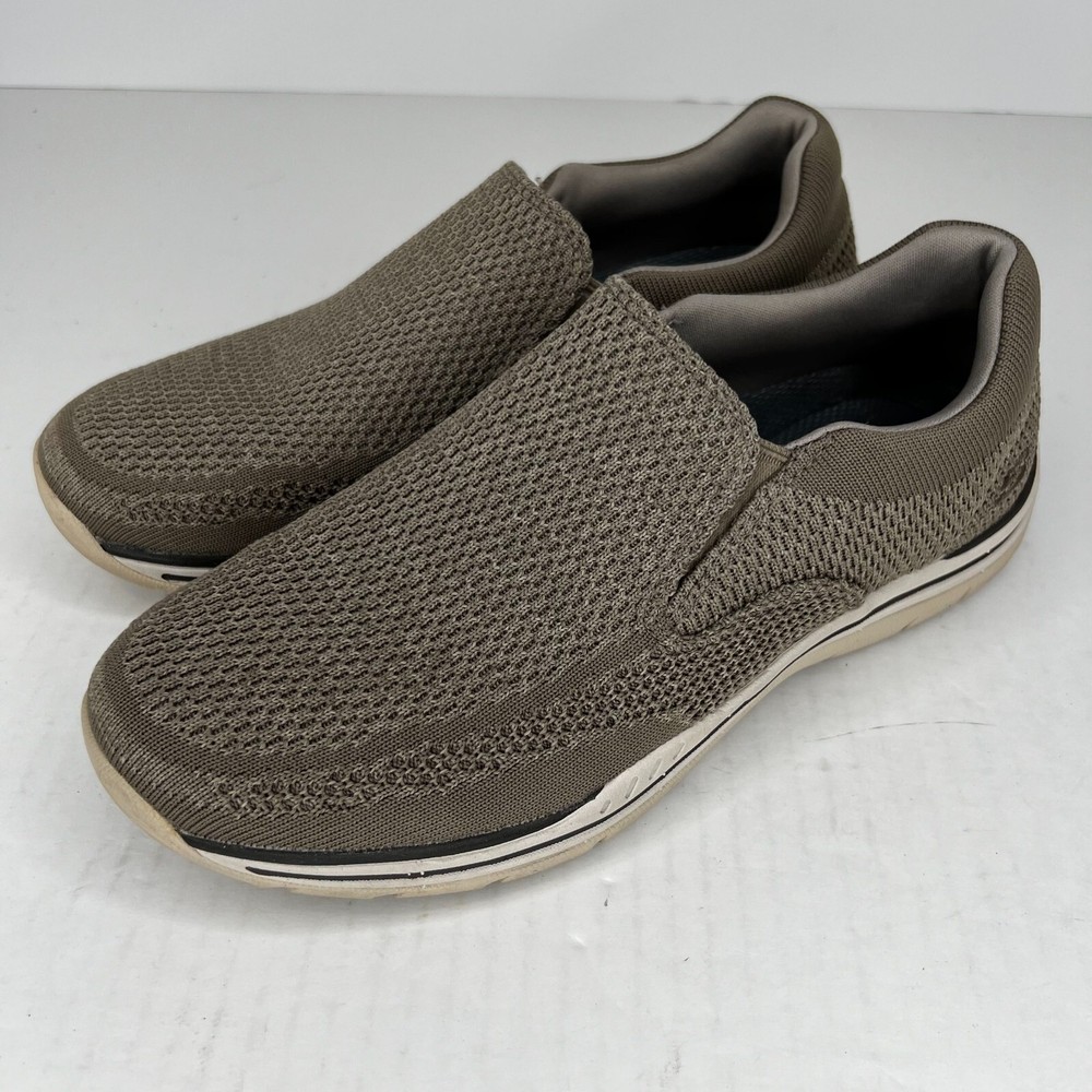 Skechers Mens 65086 Taupe Expected Gomel Relaxed Fit Mesh Size 8 Slip-On Shoes