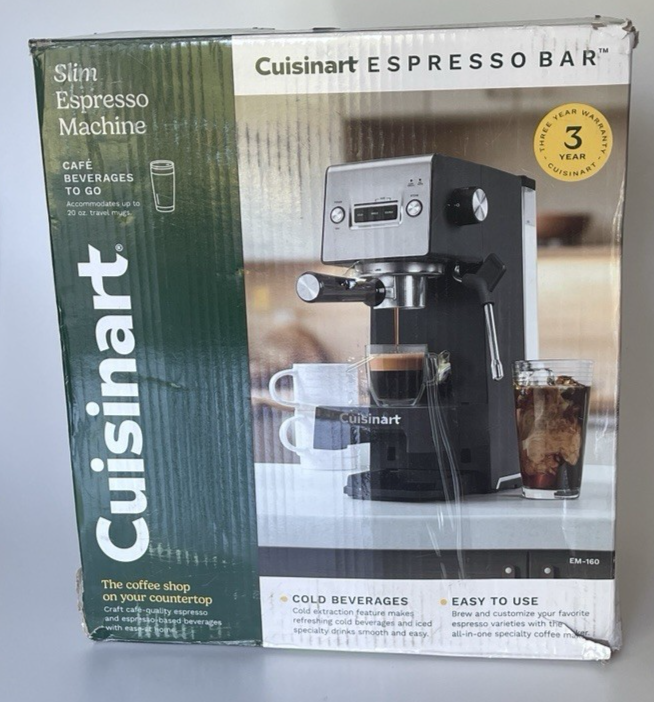 Cuisinart EM160 Slim Espresso Machine for Compact Countertop Brewing