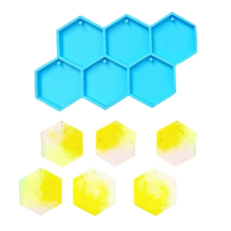 Glossy Hexagon Epoxy Resin Pendant Mold for Geometric Jewelry Making
