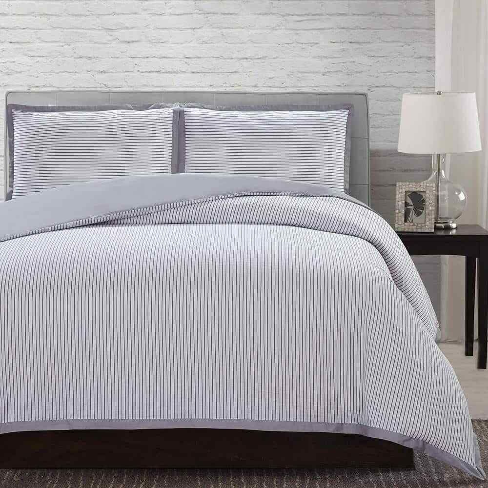 3-Piece Searsucker Queen Duvet Cover Set