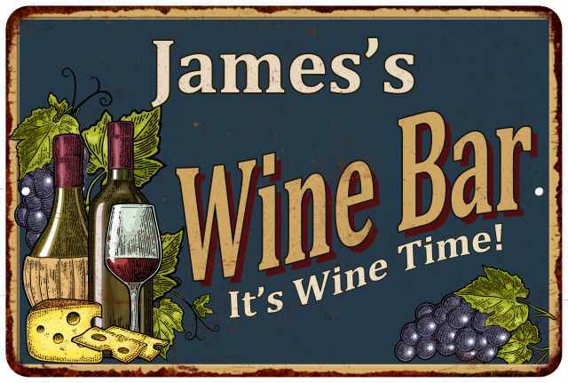 James's Wine Bar Personalized Green Sign Rustic Decor Wall 112180055208