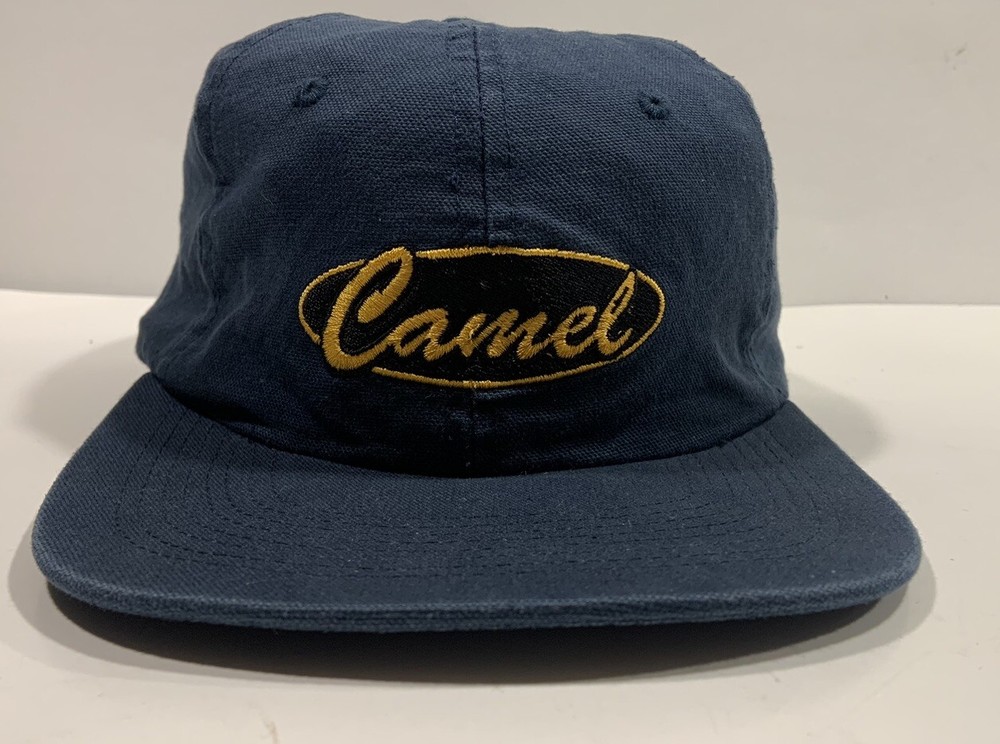 Vintage Camel Cigarette 1990's Baseball Hat Cap Blue Buckle Strap back