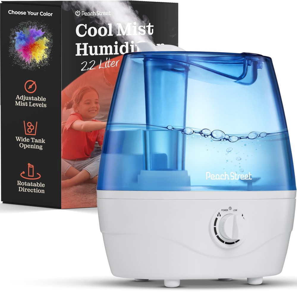 Cool Mist Humidifier with 2.2L Tank for Bedroom Office Baby Ultra Quiet Operation