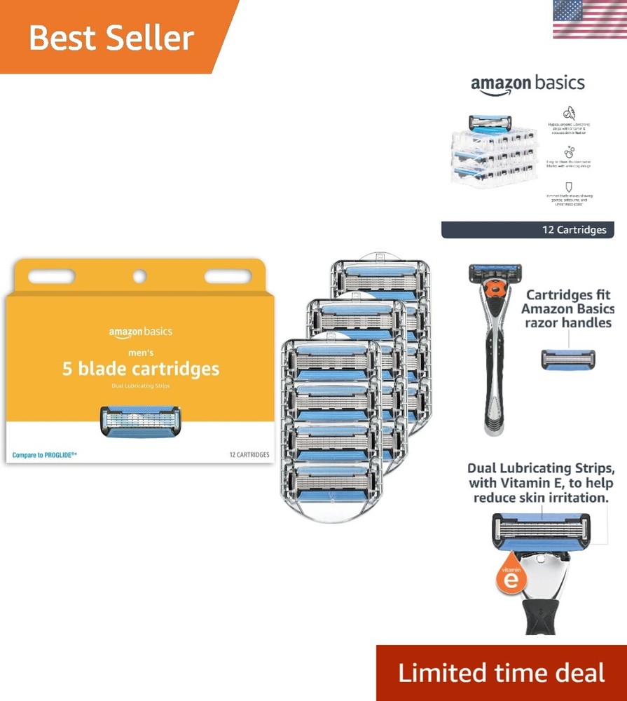 Compact 5-Blade Razor Cartridges with Beard Trimmer - Perfect for Gentle Shaves