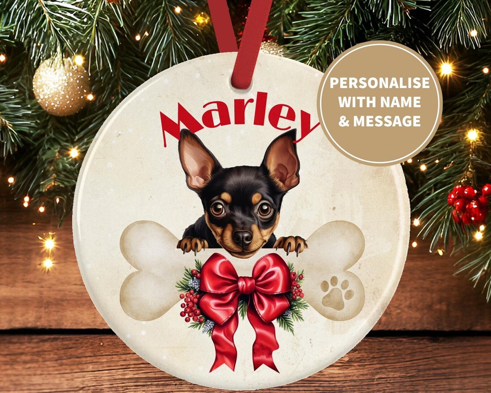 Custom Miniature Pinscher Ceramic Christmas Ornament Holiday Decor
