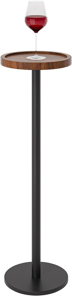 Black Round Drink Pedestal Side Table for Cocktails