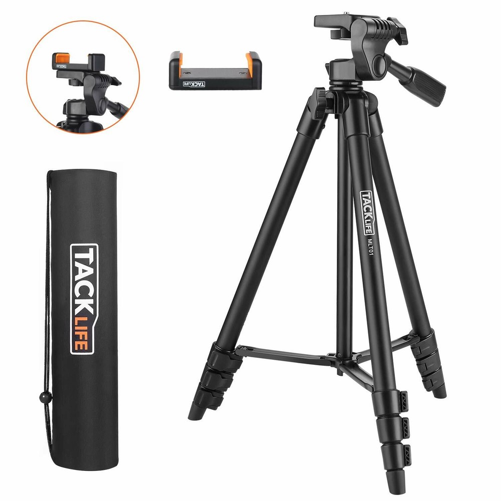 Lightweight Tripod 55-Inch, Aluminum Travel/Camera/Phone Tripod with Carry Bag,