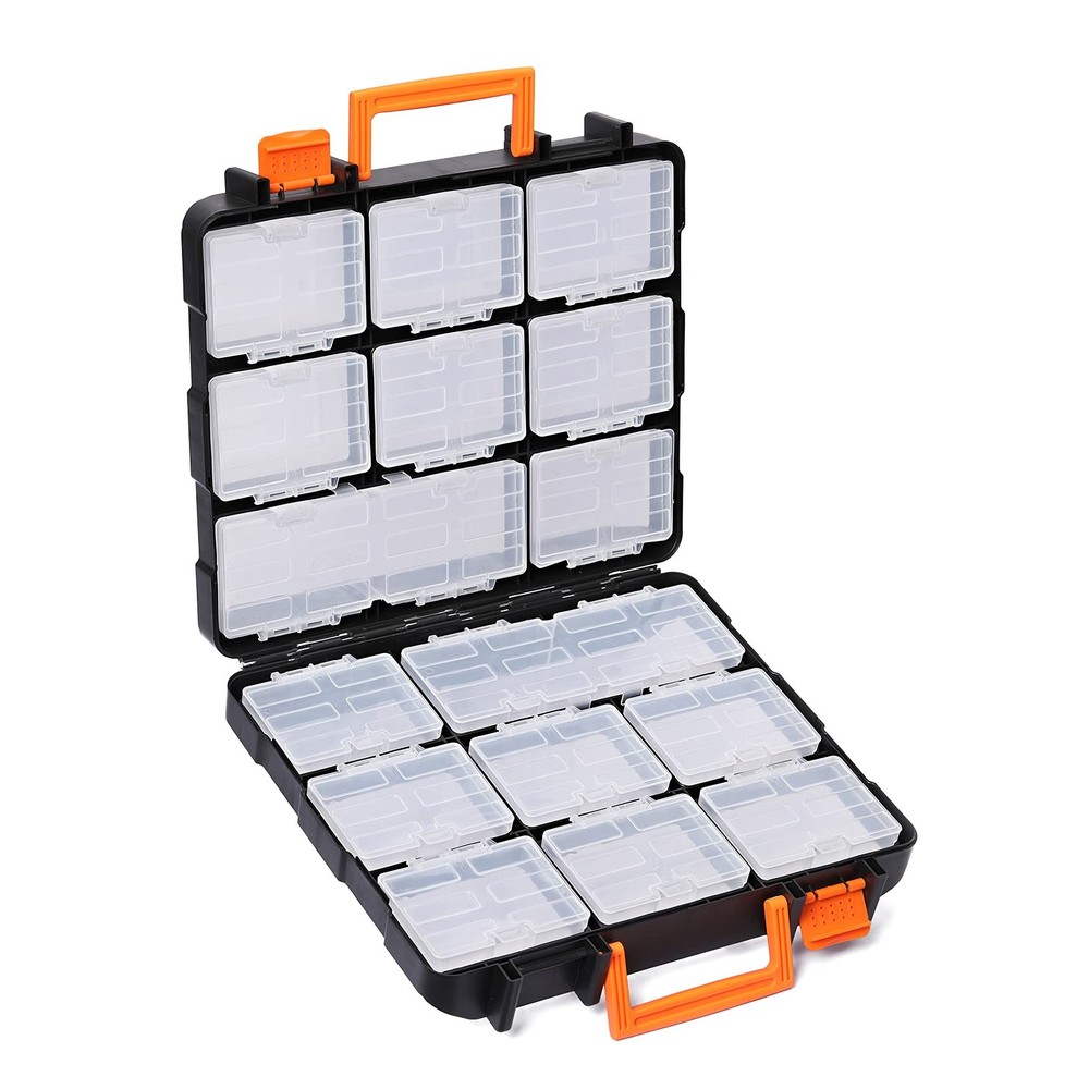 16-Compartment Durable Plastic Tool Organizer Box for Parts Storage