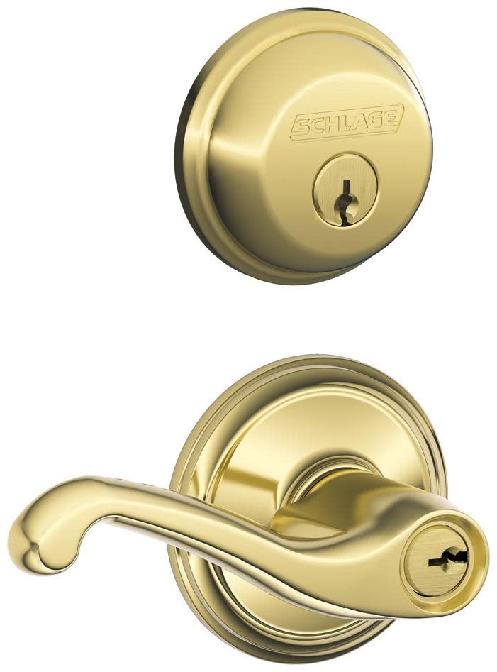 Schlage FB50NV-FLA Flair Keyed Entry Leverset with Deadbolt Combo
