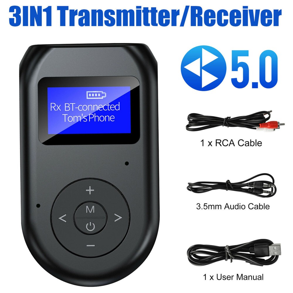 3 in1 Hands-Free Bluetooth 5.0 Transmitter Receiver Wireless Audio 3.5mm Adapter