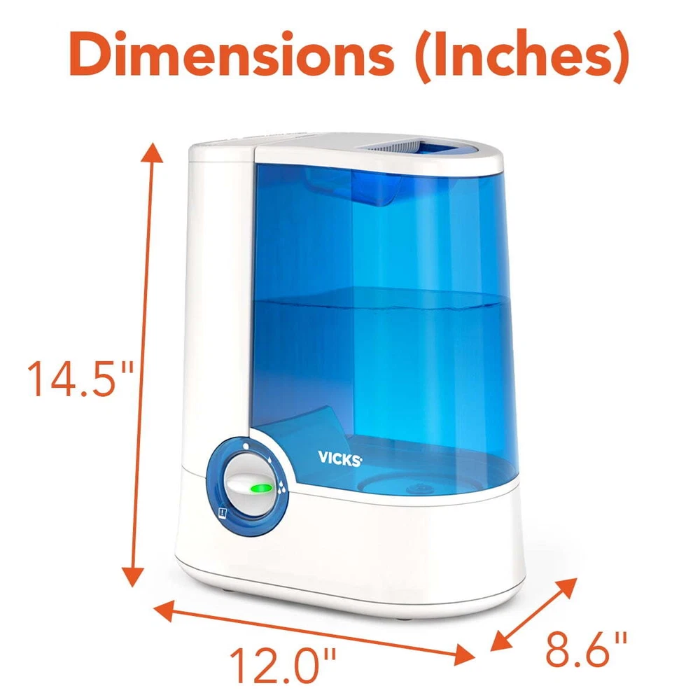 Vicks V750 Warm Mist Humidifier for Up to 400 sq ft White  