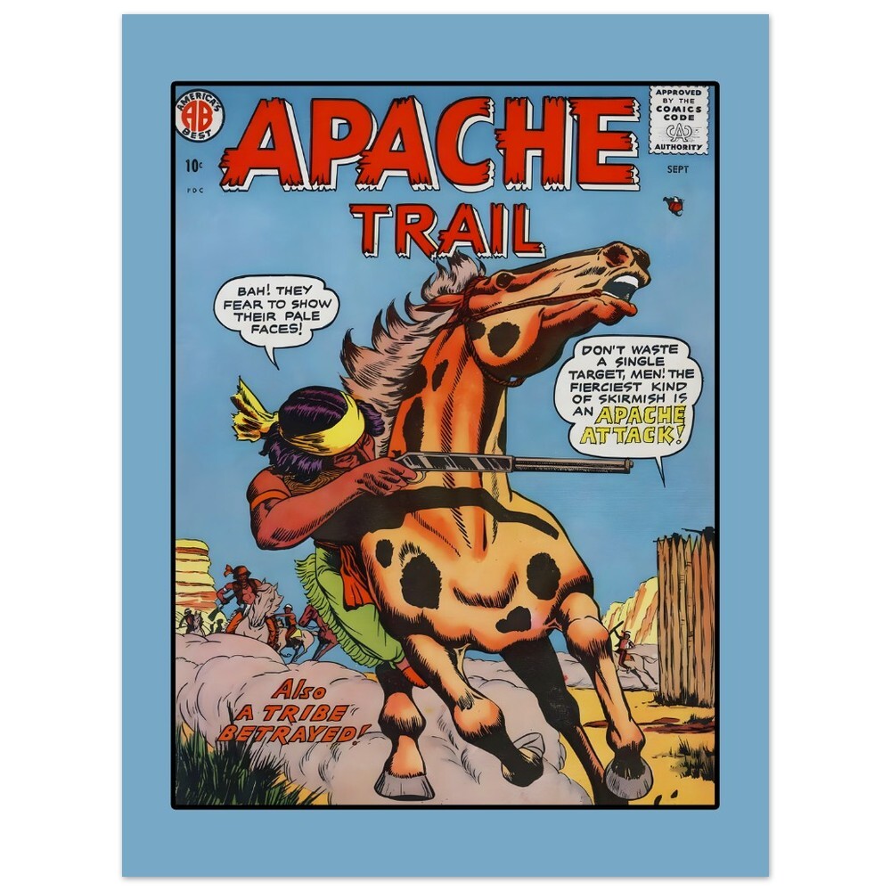 Apache Trail Western Retro Western Comic Book Art Print Poster 1954