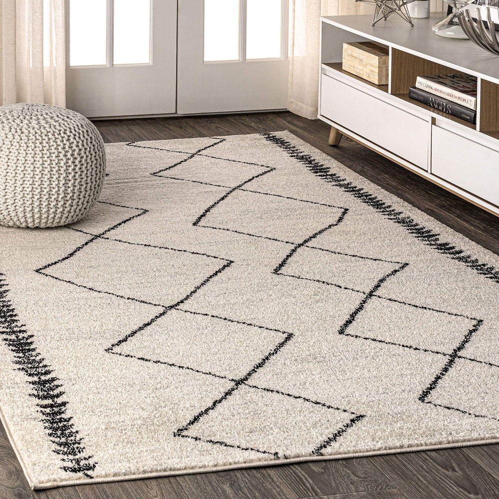 MOH203A-4 Zaina Moroccan Beni Souk Farmhouse Rug Bohemian Minimalist Indoor Area Rug
