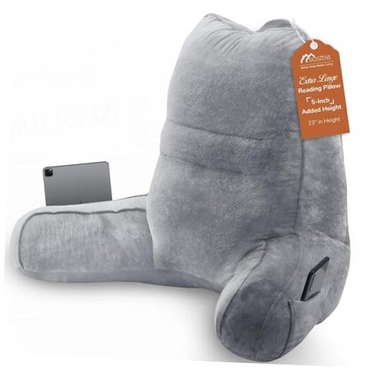 Reading Pillow for Bed, Large Back Pillow for Bed Sitting Standard Dark Grey