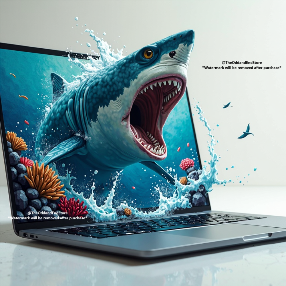 3D Shark Digital AI Art Desktop Wallpaper Background SL25001-image