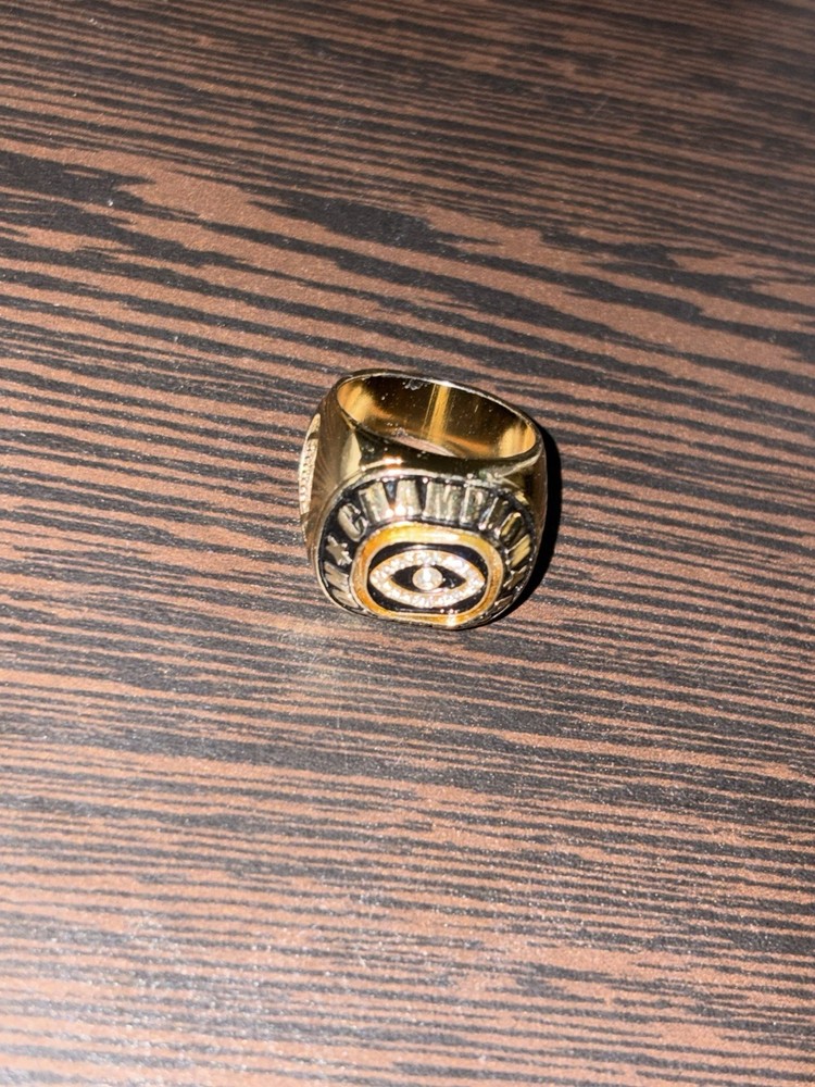 Gold Fantasy Football Champion Ring with Moissanite Stones