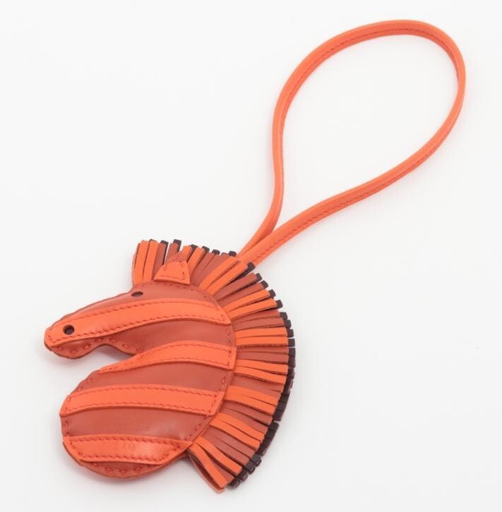 Authentic HERMES Gee Gee Savannah Bag Charm in Orange Leather #B02752S