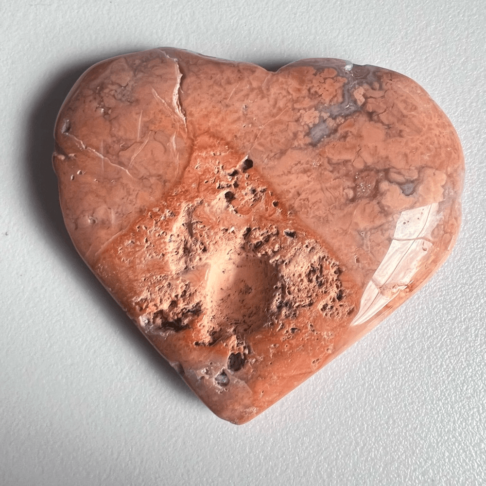 Pink Agate Crystal Heart Carving (#4)