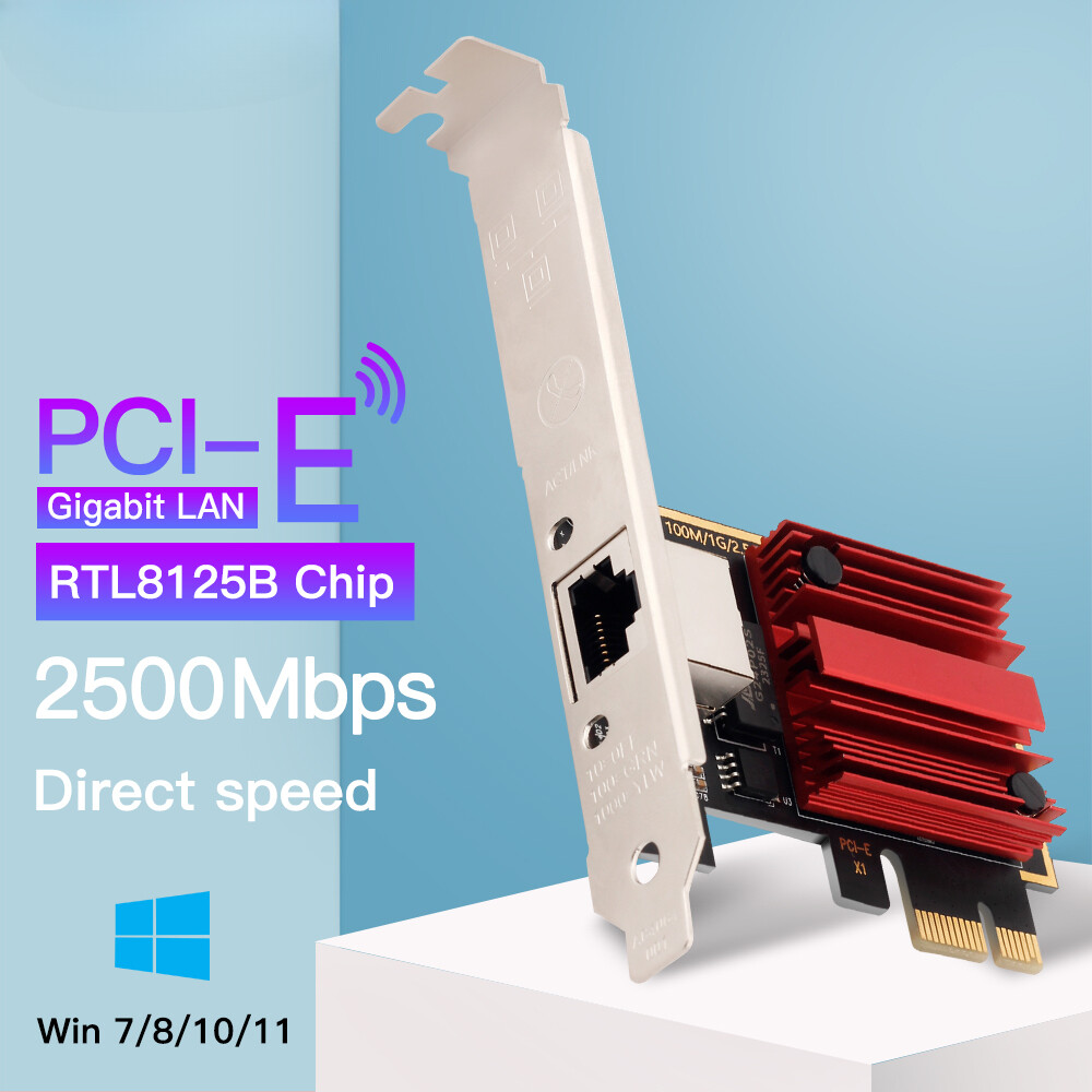 2.5G PCI-E To RJ45 Network Card RTL8125B Chip 100/1000Mbps 2.5Gbps Ethernet