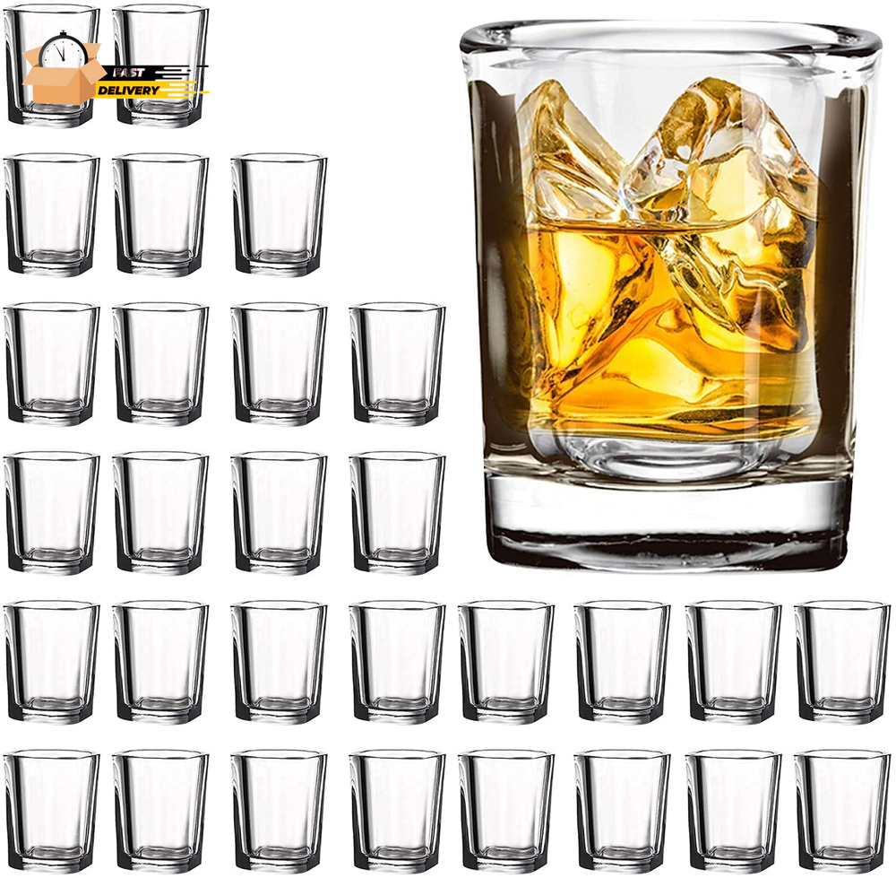30 Pack Heavy Base Shot Glasses Bulk, 2.2 Oz Square Shot Glasses Set, C