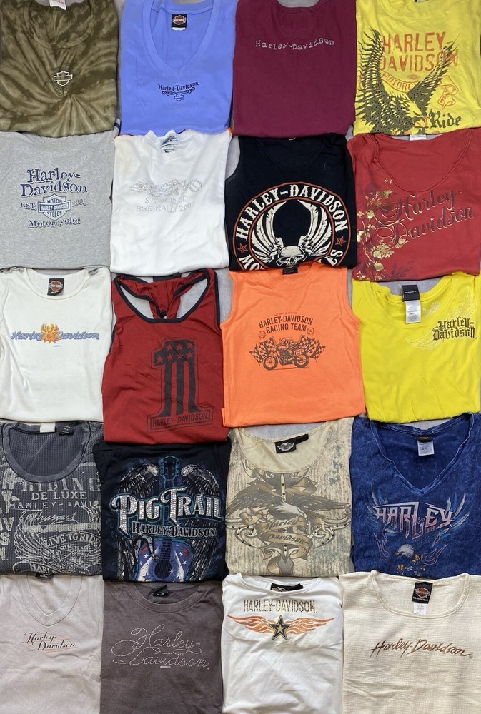 Women's Wholesale Lot 20 Harley Davidson Motorcycle T-shirts Tanks mix sizes Y2K