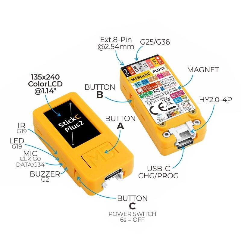 StickC Plus2 ESP32 IoT Development Board WiFi ESP32-PICO-V3-02 Programmable Kit-image