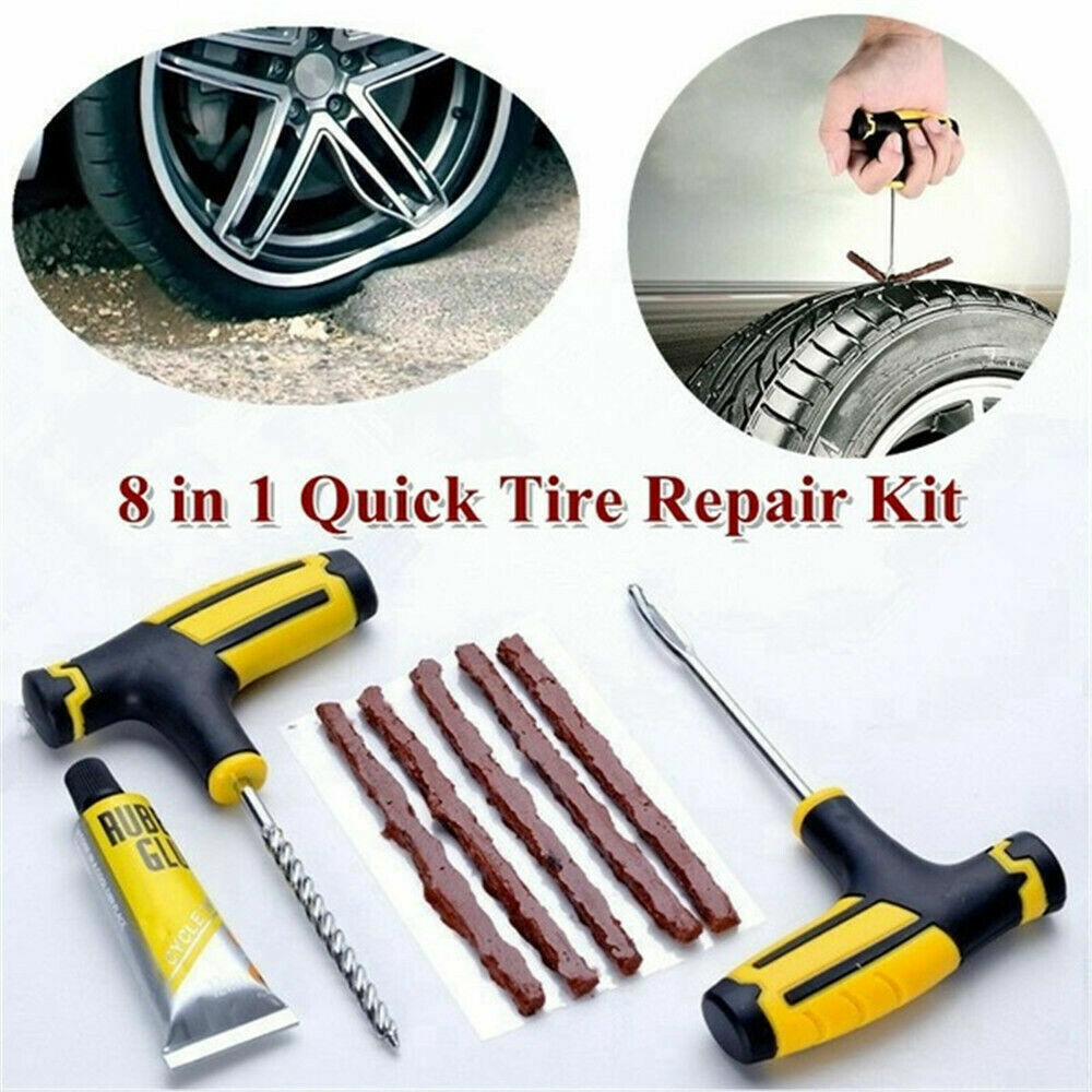 Tubeless Tire Puncture Repair Kit with Needle Plug Patch Tool