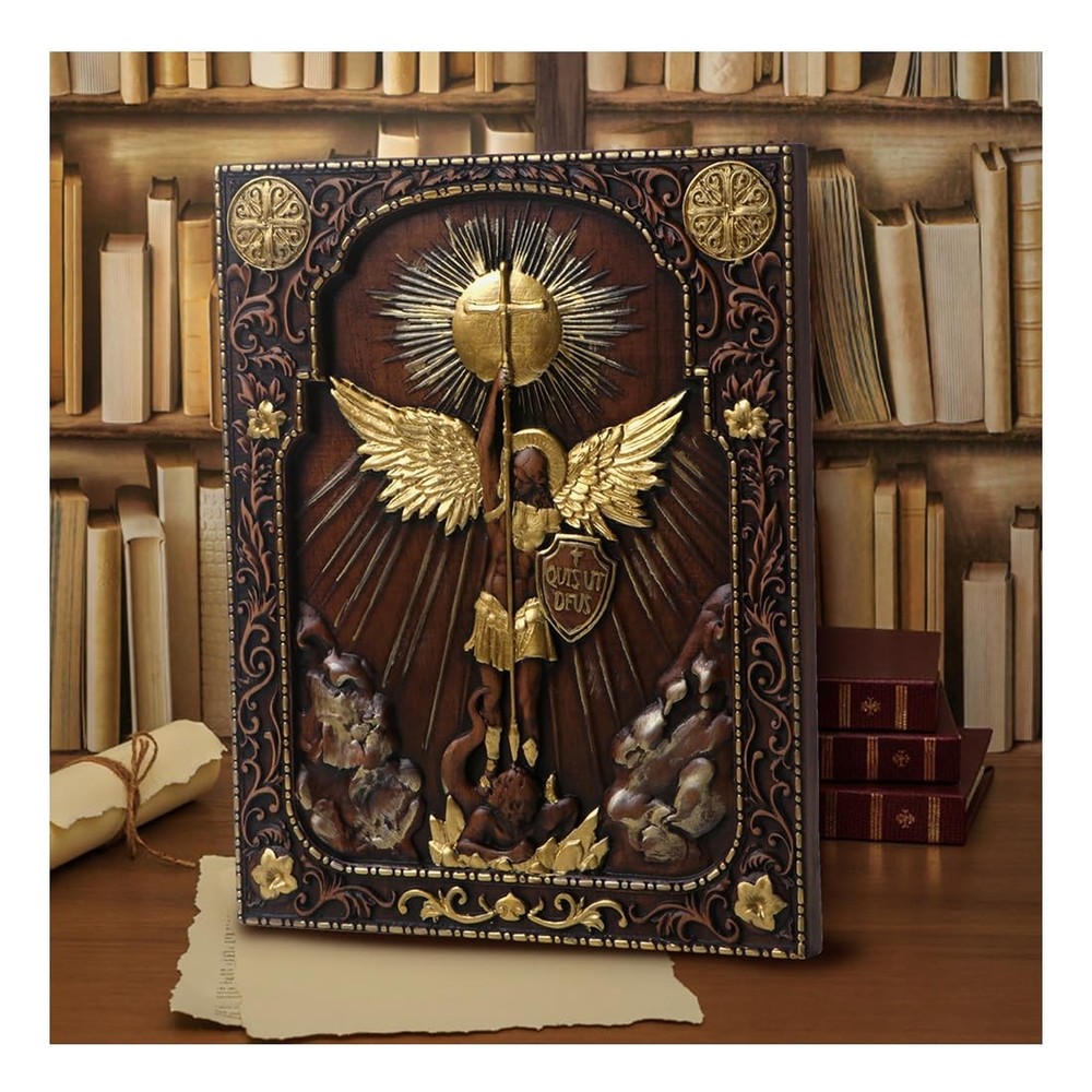 st michael the archangel statue Sculpture Wall Hanging Wooden Carved Home Dec...