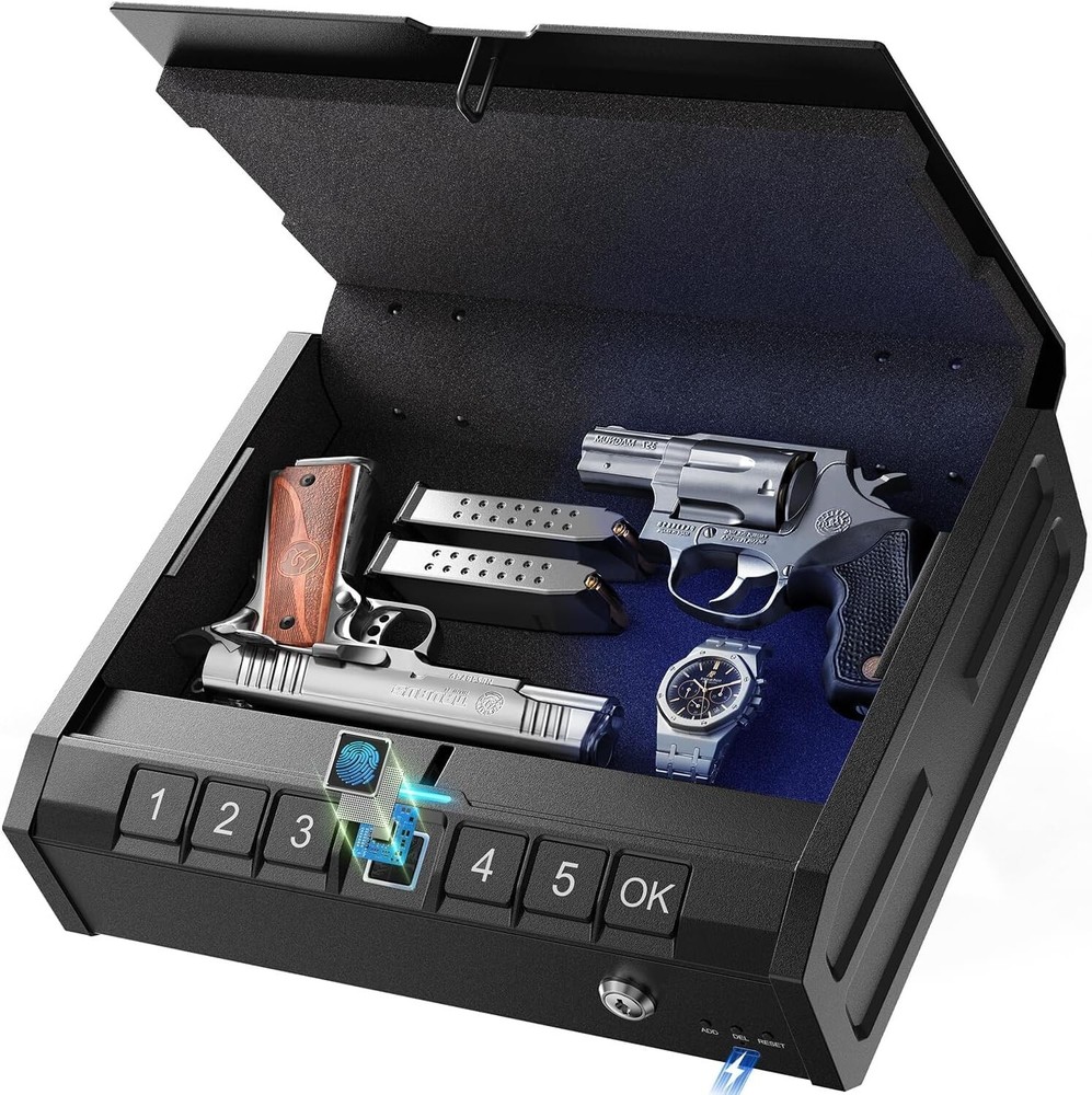 Biometric Fingerprint Gun Safe: Compact Security for Handguns & Valuables-image