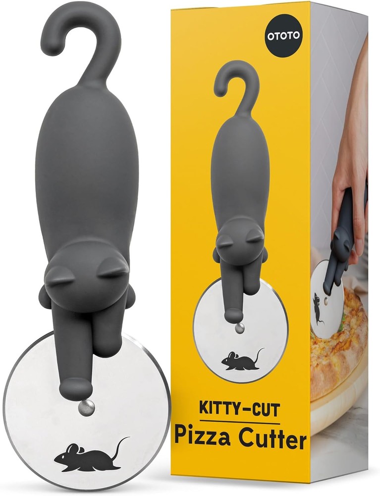 OTOTO Stainless Steel Kitty Pizza Cutter Wheel - Fun Cat Design for Slicing