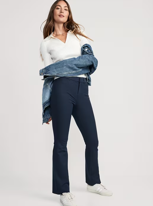 OLD NAVY High-Waisted Pixie FLARE Y2k BOHO Pants Size 12 NAVY #611133 MSRP $50