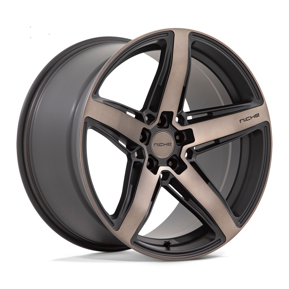 18x8 +40 Niche M271 Teramo 5x4.25 Matte Black W/Dark Tint Face Wheels (Set of 4)