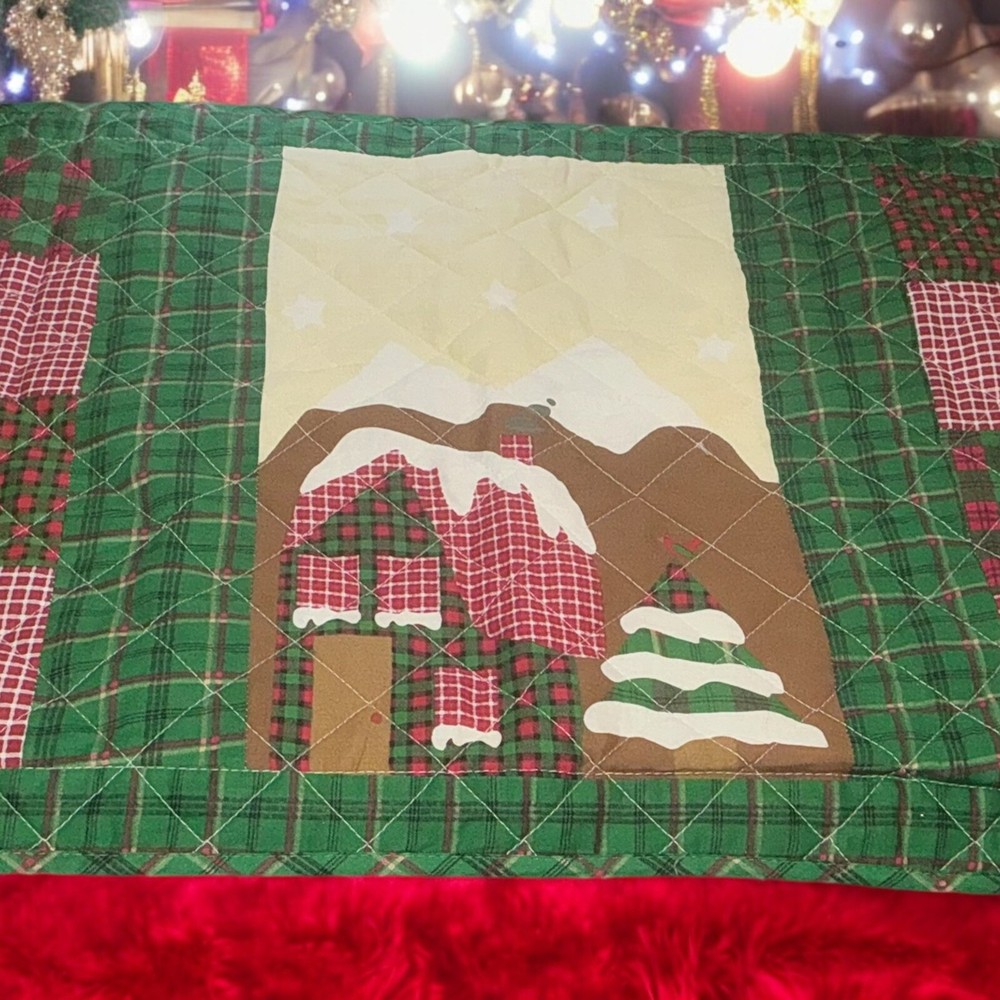 Holiday Christmas King Pillowcase/Sham Pair Patchwork Farmhouse Country Cabin