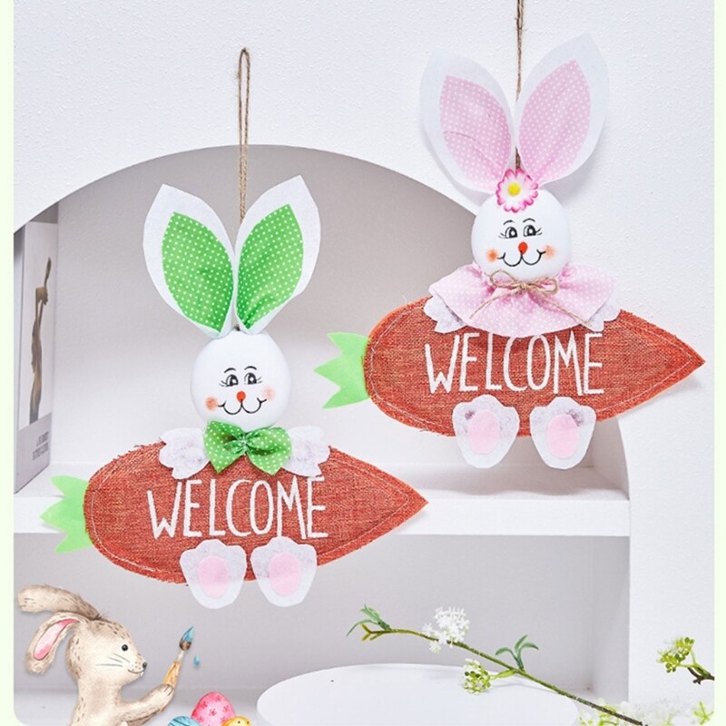 Easter Rabbit Hanging Ornament Welcome Carrot Pendant Spring Easter Decorations