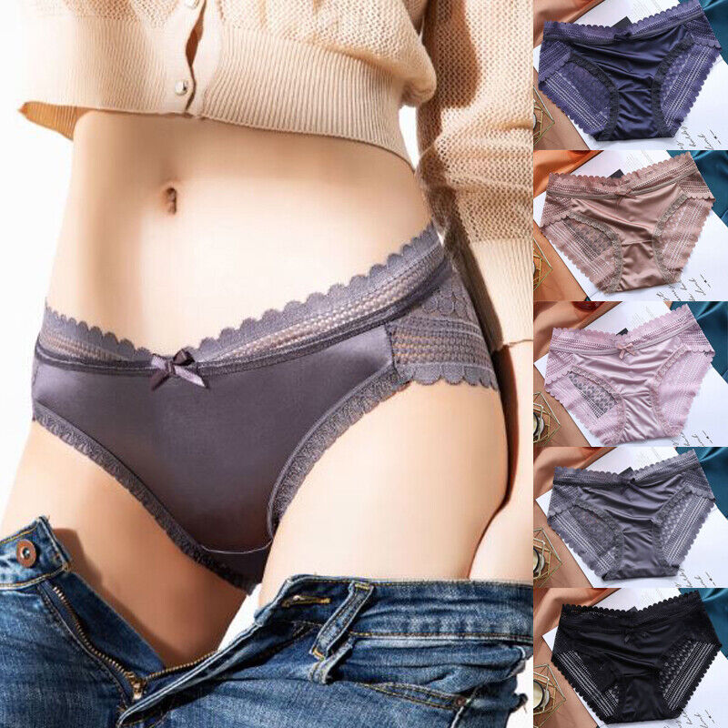 New 1/5 Pack Lot Womens Silky Satin Panties Underwear Sexy Lace Briefs Thong