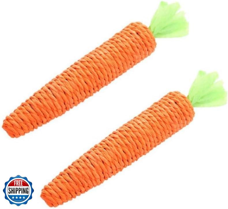 2 Pcs Orange Sisal Carrot Cat Toys for Dental Health & Play