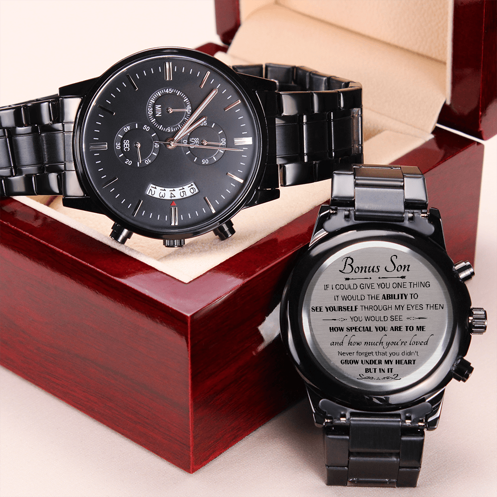 Custom Engraved Watch for Bonus Son - Thoughtful Stepson Birthday Gift-image