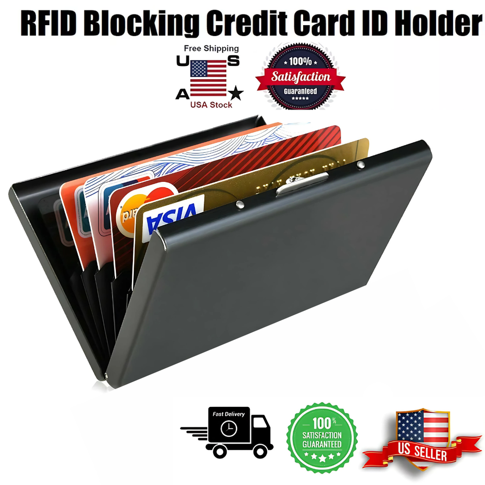 Credit Card ID Holder Slim Money Travel Wallet Men Stainless Steel RFID Blocking-image