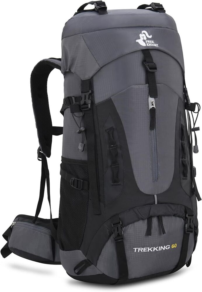 60L Hiking Camping Backpack with Rain Cover, Waterproof Large Capacity Outdoor