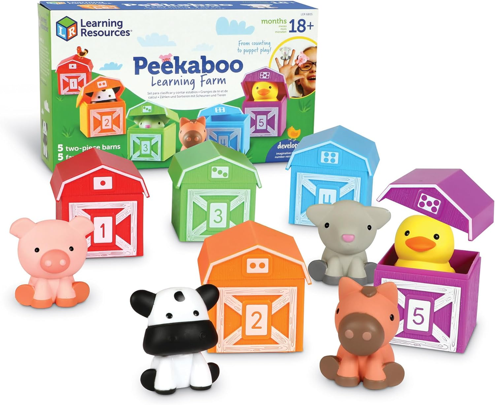 Peekaboo Learning Farm Toddler Toy for Ages 18+ Months – 10-Piece Educational Playset