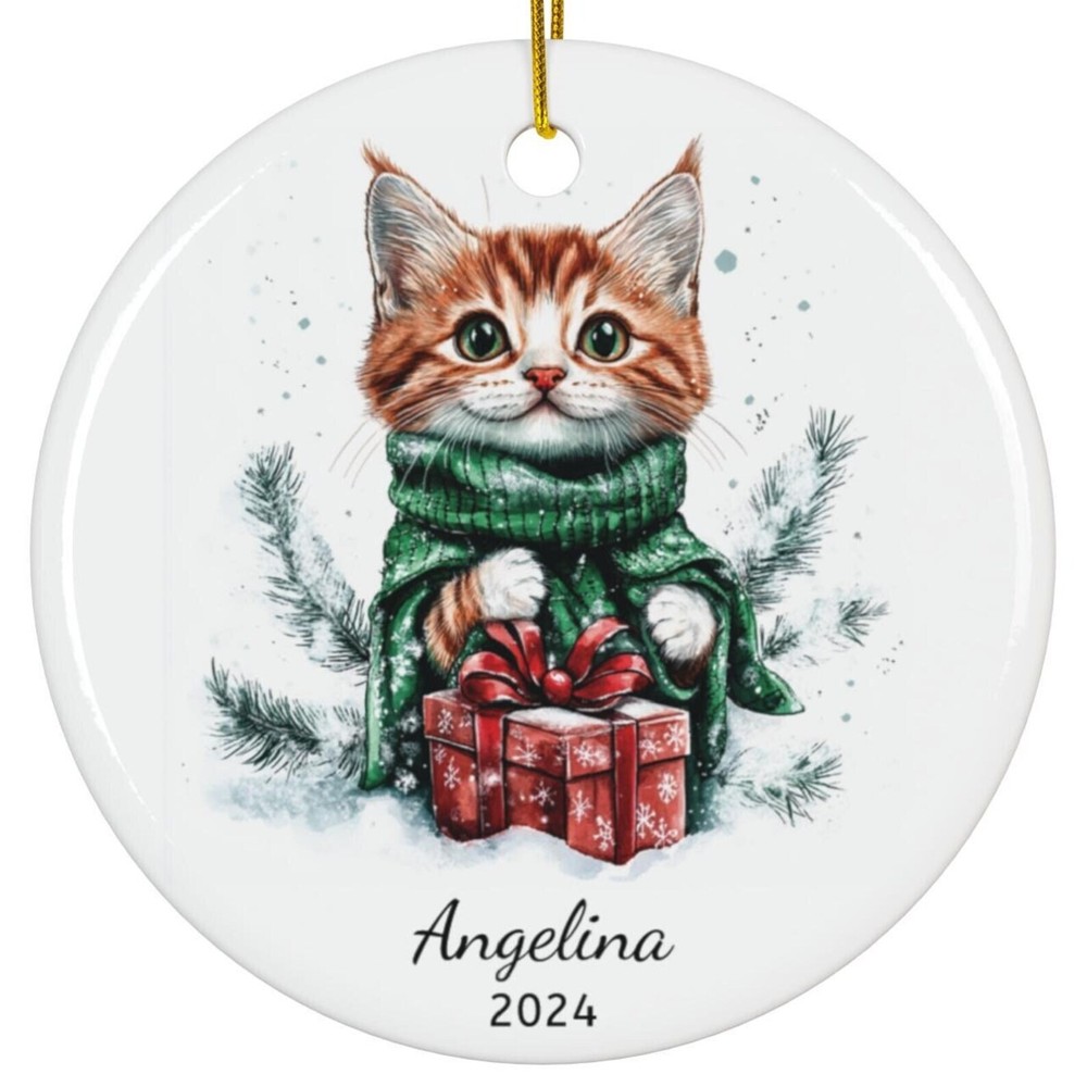 Cat Lovers Christmas 2024 Ornament Personalized Child Keepsake Custom Cat Gift