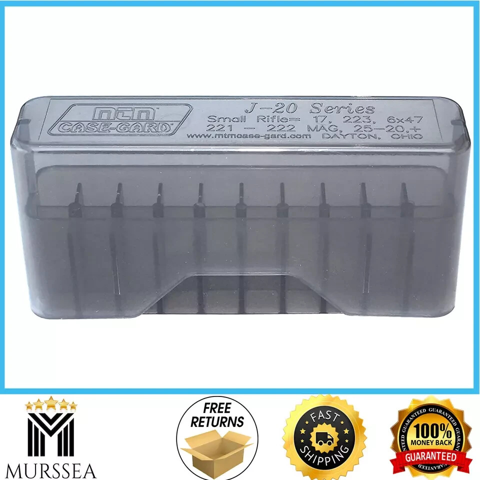 MTM 20 Round Flip-Top Rifle Bullet Ammo Box Storage Case Mag 17 , 204 , 223 Rem
