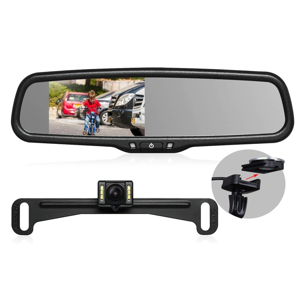 Rear View Mirror Camera with 4.3” Monitor: Super Night Vision OEM Rearview Mi...