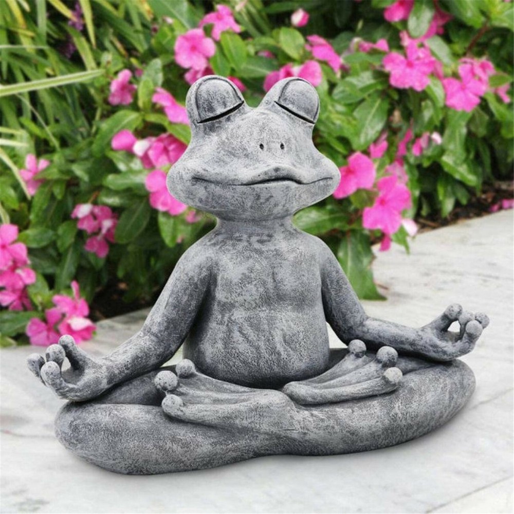 MEDITATION PATIO ZEN POSE POOL SITTING YOGA D FROG STATUE GARDEN SCULPTURE DECOR