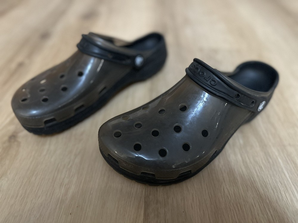 Crocs Classic Translucent Clogs Size Mens 10 Black Waterproof New