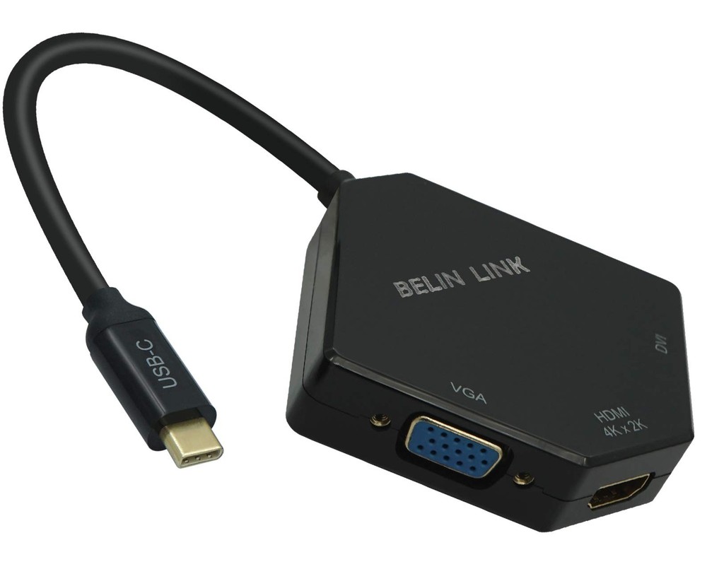 USB C to HDMI VGA DVI Adapter for Thunderbolt 3 Type C Laptops