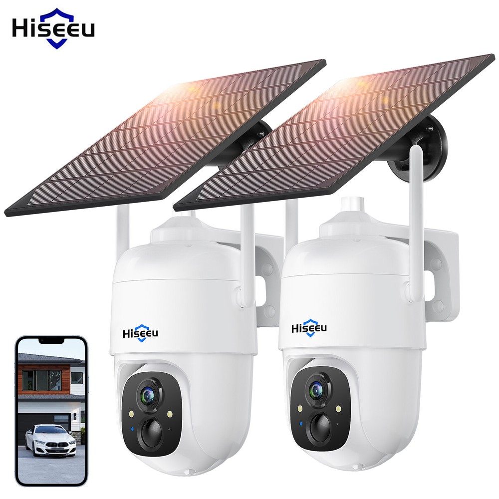 Hiseeu 2K 3MP Rechargeable Battery Powered PTZ WiFi Camera with PIR IP66 Audio