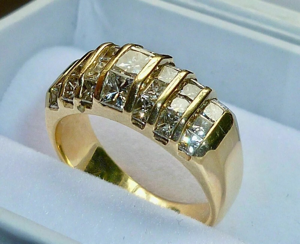 3.00 Ct Princess Cut Moissanite Engagement Wedding Ring 14K Yellow Gold Plated
