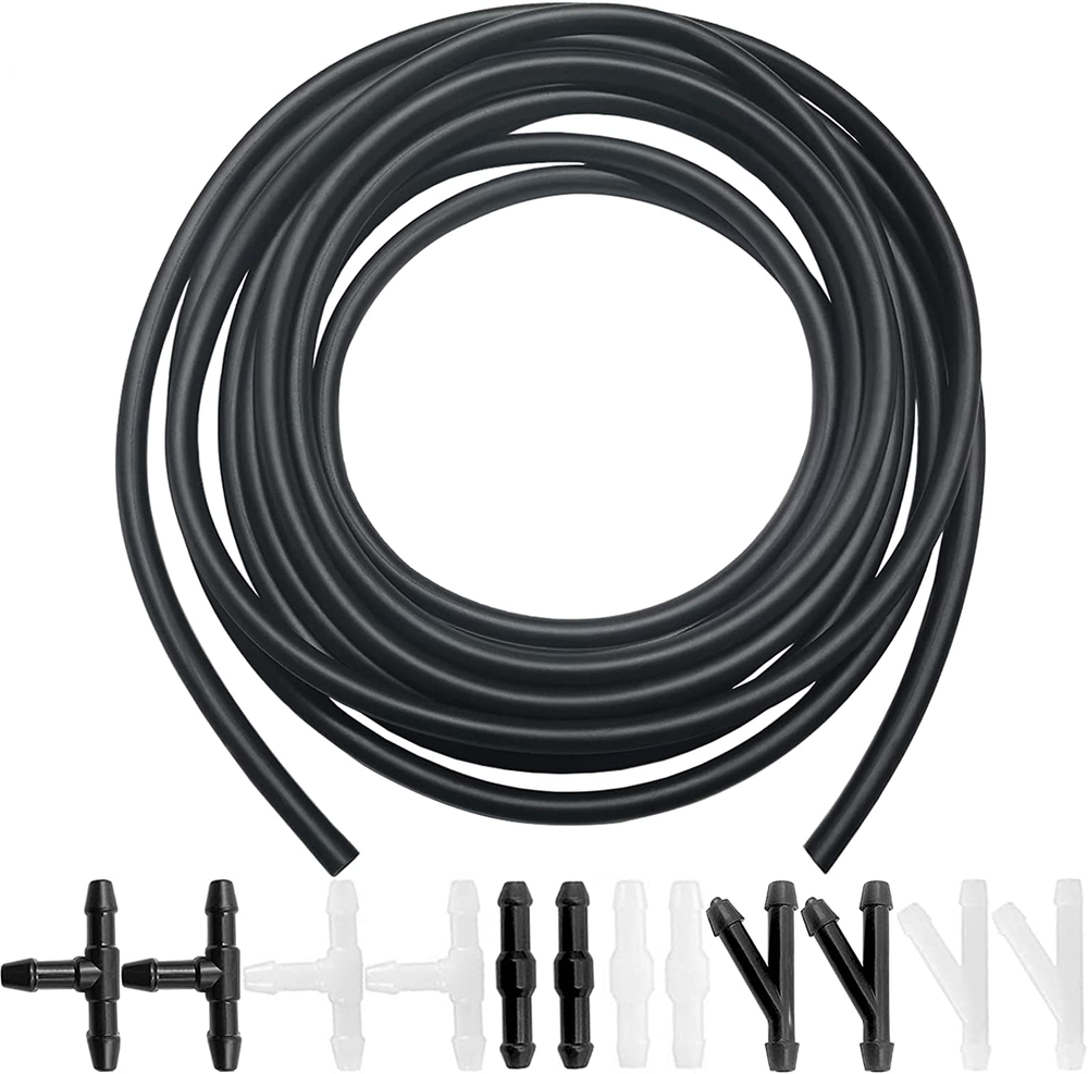Windshield Washer Hose Kit - Includes 4 Meter Washer Fluid Hose & 12 Pcs Hose Co