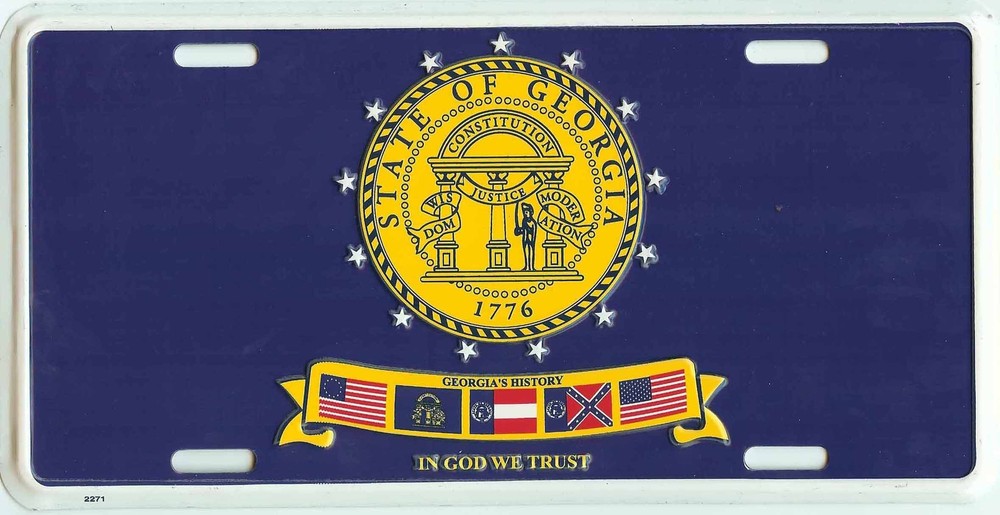 3 PACK GEORGIA STATE FLAG EMBOSSED METAL LICENSE PLATE AUTO CAR TAG NEW #423
